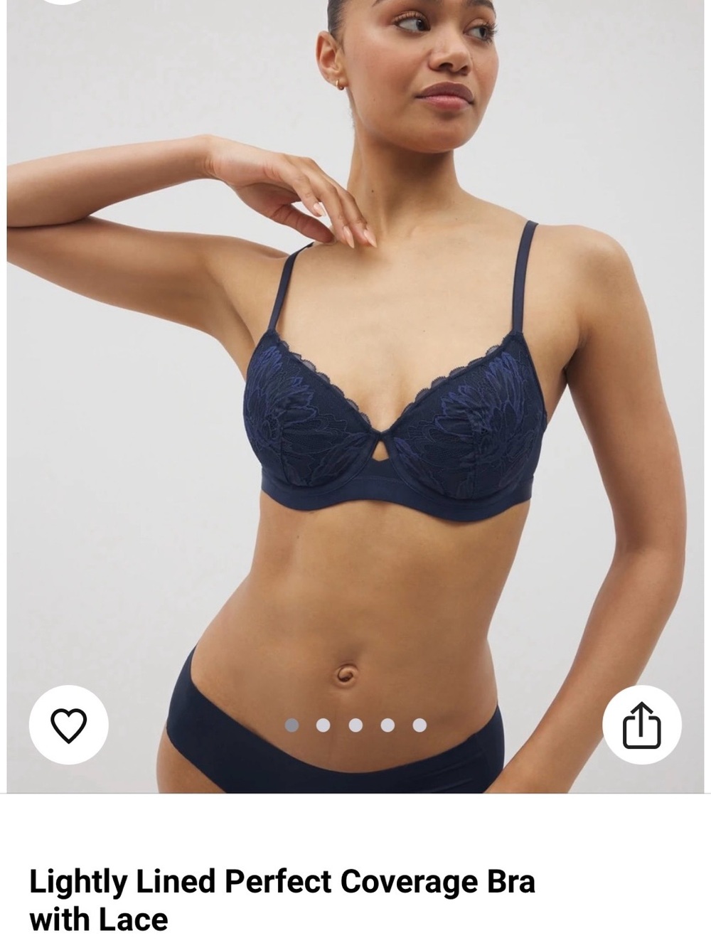 Soma Lightly Lined Lace Perfect Coverage Bra in Nightfall Navy 36C